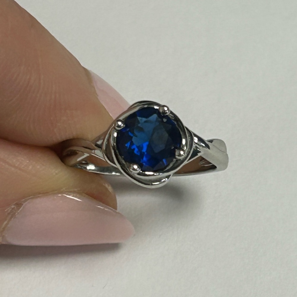 Sample Sterling Silver Blue CZ Ring Size #5